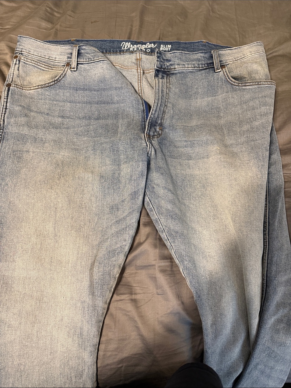 Wrangler Men’s Slim Boot Light Blue Washed Jeans 42x32